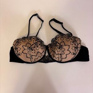 Cosabella Nude with Black Embroidery Padded Push Up Bra 36B